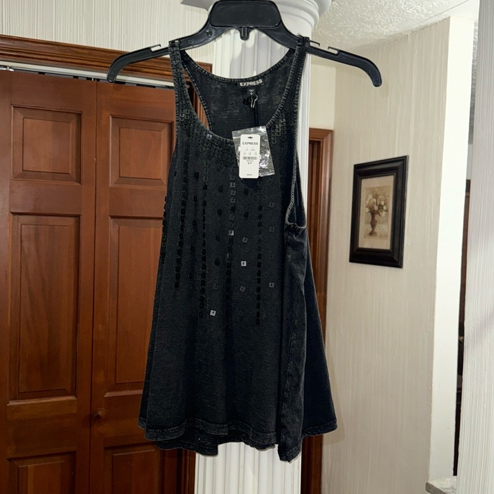 NWT Black Sequin Top